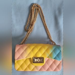 Nutteri Women Rainbow Handbag Jelly Purse Candy Color Quilted Crossbody Bag
